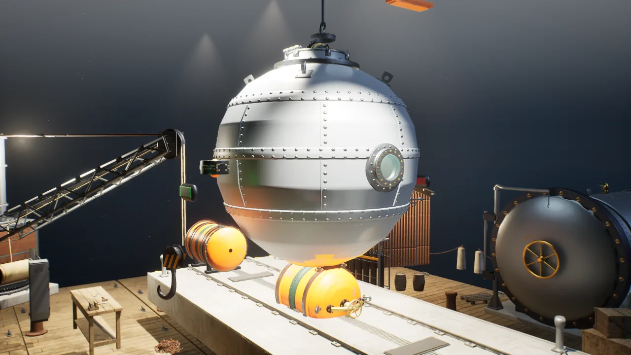 Bell Test: a steel diving bell with a single hatch